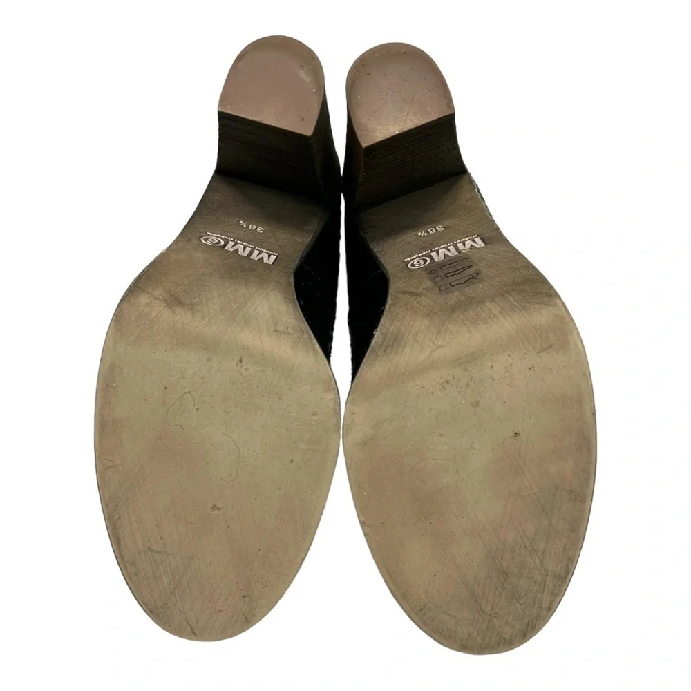 Maison Martin Margiela MM6 Black Snakeskin Leather Round Toe Block Heels 38.5 - Picture 10 of 12